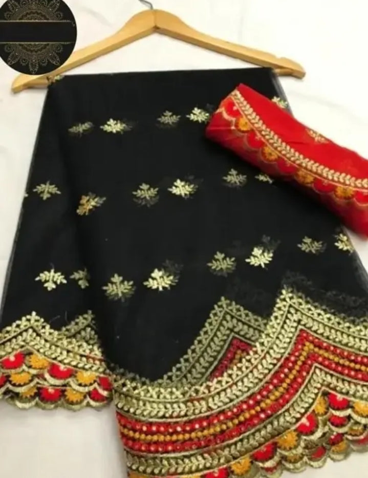 HALDI BHAGALPURI  embroidered Net saree (yellow)