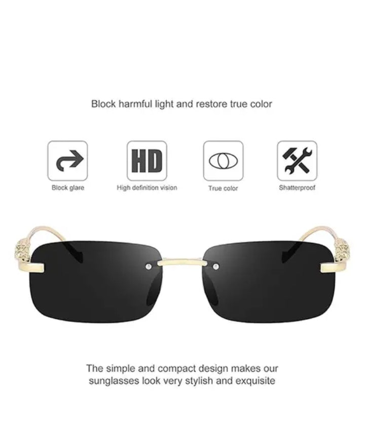 Unisex Rimless Google Metal Rectangular , UV Protected "MC STAN" Sunglasses (pack of 1)