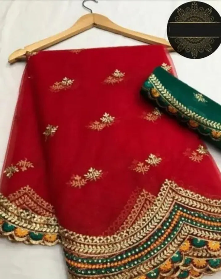 HALDI BHAGALPURI  embroidered Net saree (yellow)