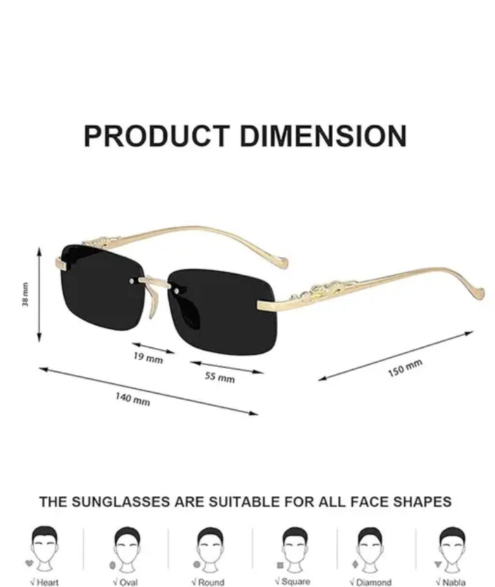 Unisex Rimless Google Metal Rectangular , UV Protected "MC STAN" Sunglasses (pack of 1)